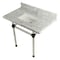 Kingston Brass 36" x 22" Carrara Marble Vanity Top w/Clear Acrylic Console Legs, Carrara Marble/Oil Rubbed Bronze KVPB3630MASQ5 - alternate 1